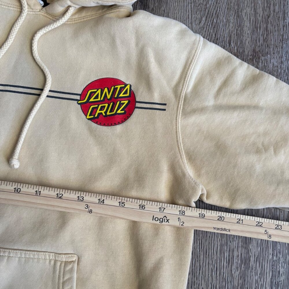 Santa Cruz faded yellow Hoodie Sweatshirt Mens S - Picture 6 of 7